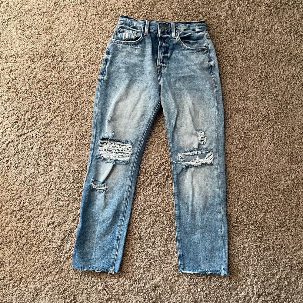 Frame Le Original High Rise Straight Leg Distressed Glacier Destruct 90s sz 24